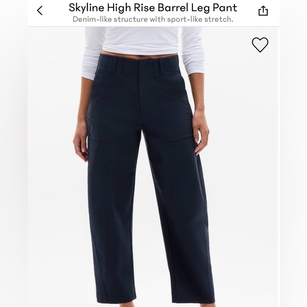 Athleta Skyline High Rise Barrel Leg Black Pant